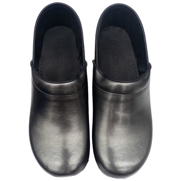 Bjork Patent Leather Professional Clogs 41 10 Women's Metallic Silver Anthracite - Picture 6 of 7